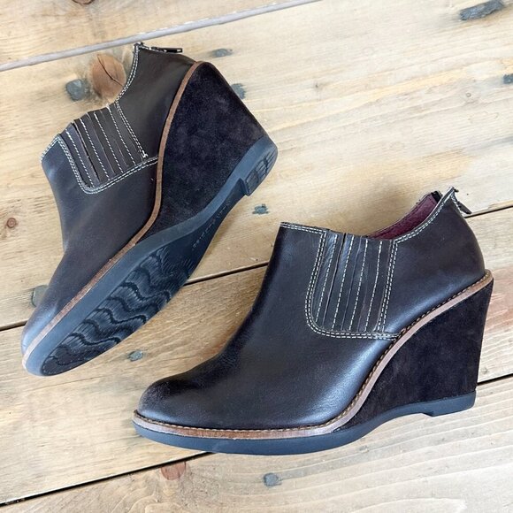 Hush Puppies‎ Leather Wedge Booties Boots Brown 10 Women's - Picture 4 of 7